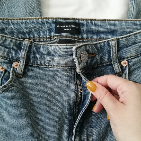 Club Monaco Denim The Kick Crop Flare Jeans High Rise Flare Crop Leg 27 (4) - Picture 9 of 16